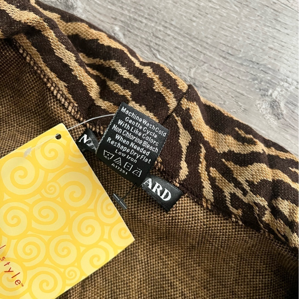 Nina Leonard open cardigan animal tiger print women’s size Large QVC style - Picture 5 of 6